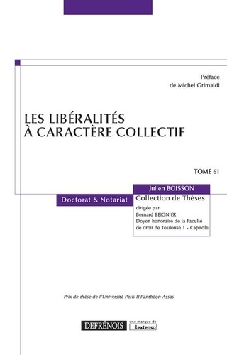 Julien Boisson - Les libéralités à caractère collectif.