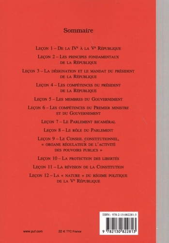 Manuel de droit constitutionnel. Tome 2, La Ve République 3e édition actualisée