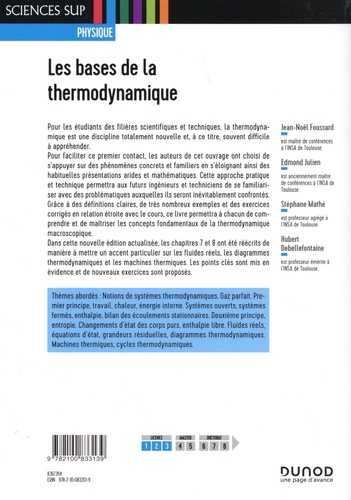 Les bases de la thermodynamique - Cours et... de Julien Foussard - Grand  Format - Livre - Decitre