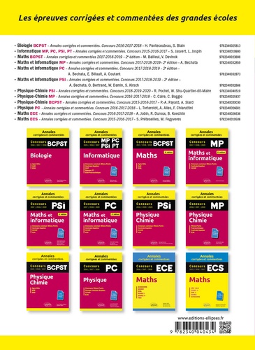 Concours Chimie PC 2018 / 2019 / 2020. Concours commun Mines-Pont, Centrale-Sipélec, CCINP, e3a  Edition 2020