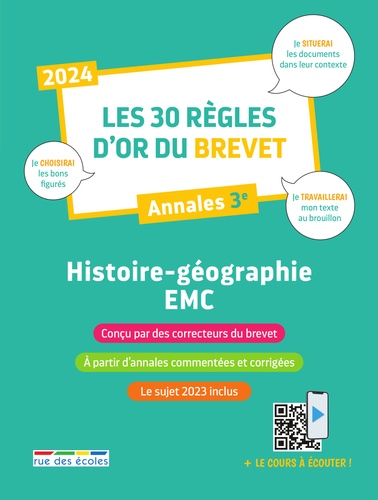 Histoire-Géographie, EMC Les 30 règles d'or du brevet  Edition 2024
