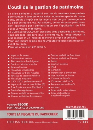 Guide Séraqui. Le Fiscal de la Gestion de Patrimoine  Edition 2021