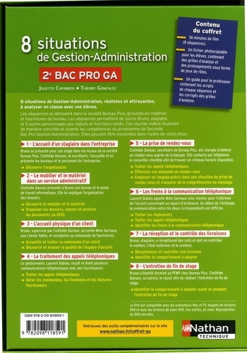 8 situations de gestion administration 2e BAC pro GA  Edition 2016 -  avec 1 DVD