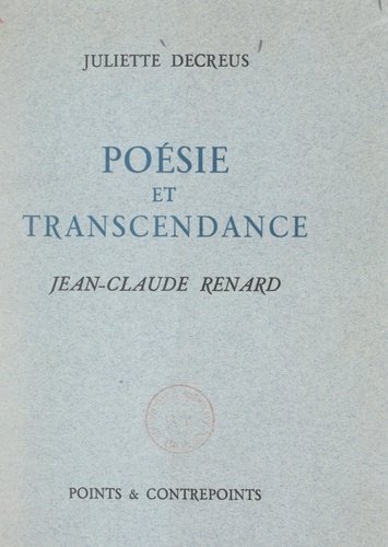 Poésie et transcendance. Jean-Claude Renard