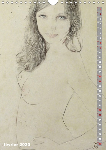 CALVENDO Art  Esquisses de charme (Calendrier mural 2020 DIN A4 vertical). Série de 12 dessins de portraits de nus féminins (Calendrier mensuel, 14 Pages )