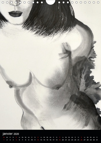 CALVENDO Art  Nus d'encre (Calendrier mural 2020 DIN A4 vertical). Série de nus féminins à l'encre de Chine (Calendrier mensuel, 14 Pages )