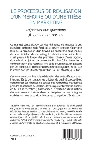 Le processus de réalisation d'un mémoire ou d'une thèse en marketing. Réponses aux questions fréquemment posées