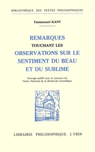 Remarques touchant les observations sur le sentiment du beau et du sublime