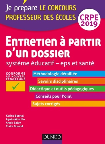 Karine Bonnal et Agnès Morcillo - Entretien à partir d'un dossier CRPE - Système éducatif, EPS et santé, oral/admission.