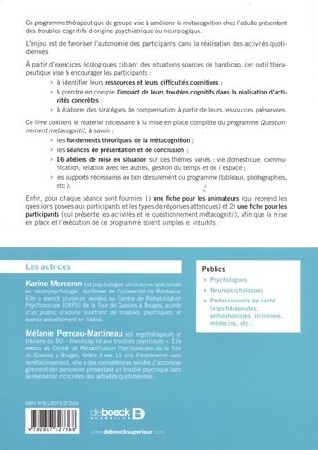 Manuel de remédiation cognitive de la métacognition de l'adulte. Troubles d'origine neurologique et psychiatrique