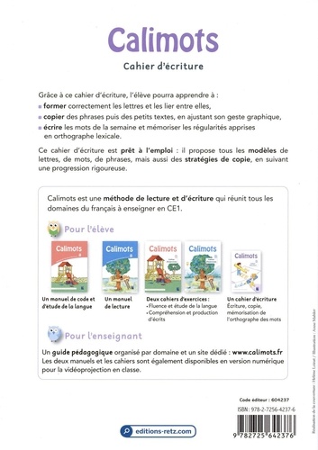 Français CE1 Cahier d'écriture Calimots  Edition 2023