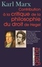 Karl Marx - Contribution à la critique de la philosophie du droit de Hegel.