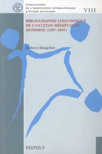 Bibliographie linguistique de l'occitan médiéval et moderne (1987-2007)