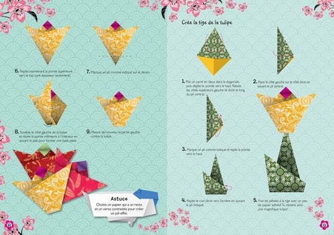Origami. Avec 6 feuilles de papier à motifs et 30 pochoirs