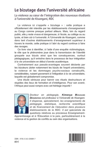 Le bizutage dans l'université africaine. La violence au coeur de l'intégration des nouveaux étudiants à l'université de Kisangani, RDC