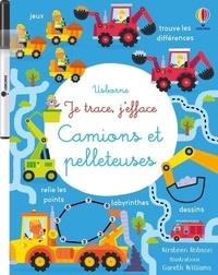 Kirsteen Robson et Gareth Williams - Camions et pelleteuses - Je trace, j'efface - dès 3 ans.