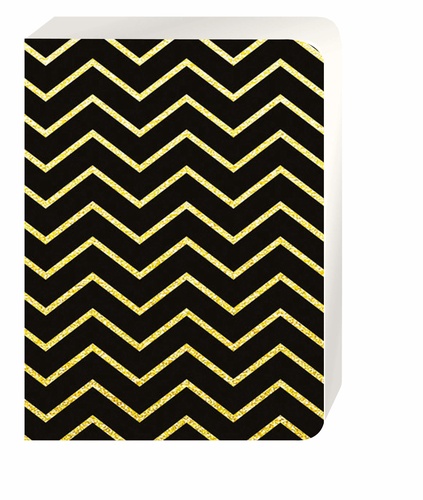 KIUB - Carnet Go Stationery A6 Shimmer zig-zags dorés sur noir