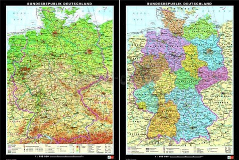  Klett - Deutschland, physisch/politisch - Wandkarte mit Stäben, abwaschbar - 1:650 000.