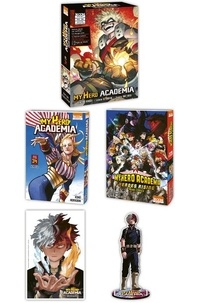 Kohei Horikoshi - My Hero Academia Tome 34 : America - Coffret avec jaquette alternative, l'anime comics My Hero Academia Heroes Rising, un stand acrylique, un ex-libri.