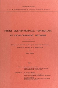 Firmes multinationales, technologie et développement national : le cas algérien