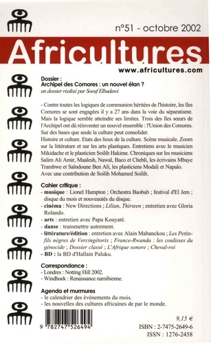 Africultures N° 51, octobre 2002 Archipel des Comores : un nouvel élan ?