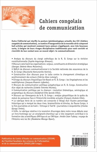 Cahiers congolais de communication N° 1, juin 2017 Analyse(s) de(s) discours