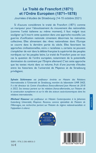 Cahiers de fare N° 22 Le traité de Francfort (1871) et l'ordre européen (1871-1878). Journées d'études de Strasbourg (14-15 octobre 2021)
