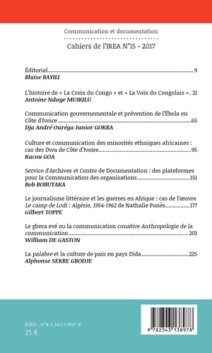 Cahiers de l'IREA N° 15/2017 Communication et documentation