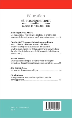 Cahiers de l'IREA N° 3/2016 Education et enseignement