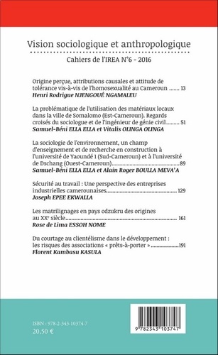 Cahiers de l'IREA N° 6, 2016 Vision sociologique et anthropologique