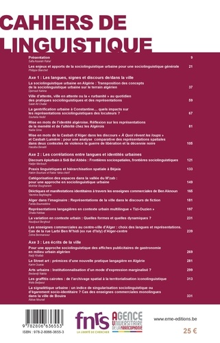 Cahiers de linguistique N° 44/1, 2018 La sociolinguistique urbaine en Algérie. Etat des lieux et perspectives