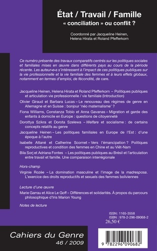 Cahiers du genre N° 46, 2009 Etat / Travail / Famille : conciliation ou conflit ?
