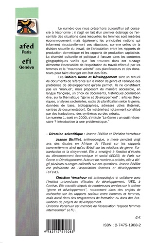 Cahiers genre et développement N° 2/2001 Genre et économie : un premier éclairage