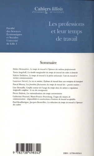Cahiers lillois d'économie et de sociologie N° 34 Les professions et leur temps de travail