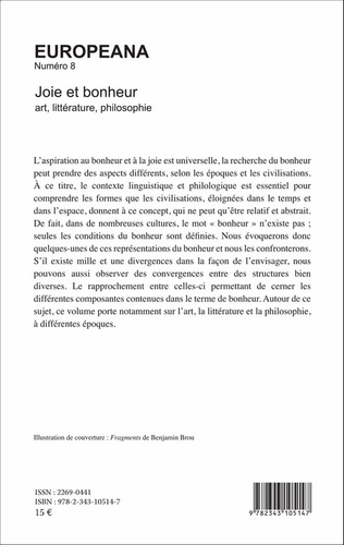 Europeana N° 8 Joie et bonheur. Art, littérature, philosophie