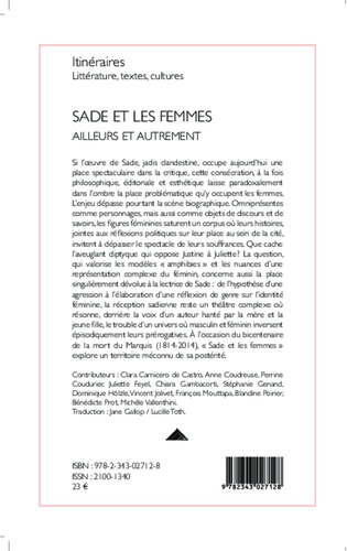Itinéraires, littérature, textes, cultures N° 2/2013 Sade et les femmes. Ailleurs et autrement