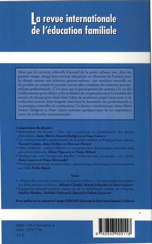 La revue internationale de l'éducation familiale N° 32, 2012 Les parents et les professionnels de la petite enfance
