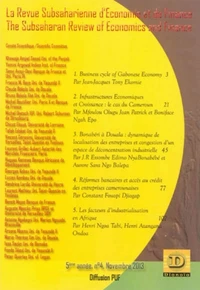 La Revue Subsaharienne d'Economie et de Finance 5e année, N° 4, Novembre 2013
