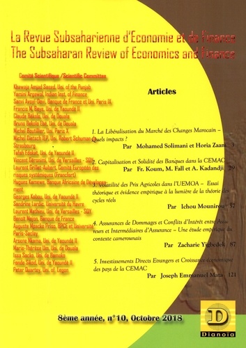 La Revue Subsaharienne d'Economie et de Finance N° 10, octobre 2018 The Subsaharian Review of Economics and Finance
