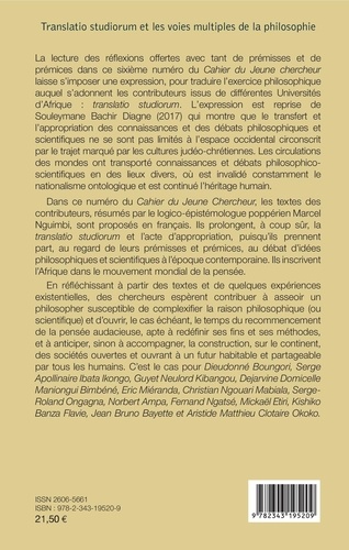 Le cahier du jeune chercheur N° 6/2019 Translatio studiorum et les voies multiples de la philosophie