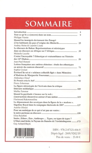 Le discours et la langue N° 1.1/2009-2010 Ethnotypes et sociotypes : normes, discours, cultures