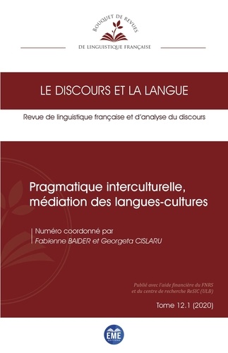Le discours et la langue N° 12.1/2020 Pragmatique interculturelle, médiation des langues-cultures