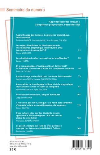 Le Langage et l'Homme N° 551, 2020-1 Apprentissage des langues. Compétence pragmatique, Interculturalité