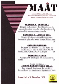 Maât - Revue philosophique africaine N° 3, décembre 2020