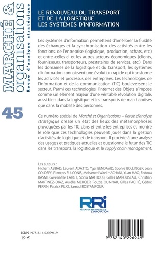 Marché et Organisations N° 45 Le renouveau du transport et de la logistique. Les systèmes d'information