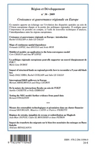 Rachel Guillain et Julie Le Gallo - Région et Développement N° 30-2010 : Croissance et gouvernance régionale en Europe.