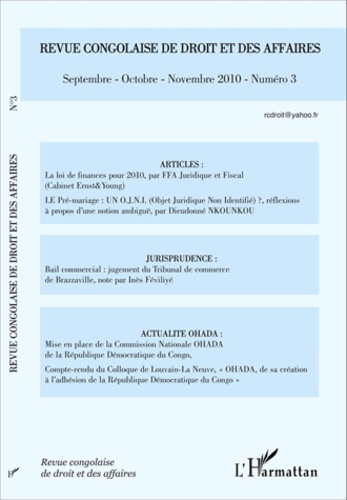 Revue congolaise de droit et des affaires N° 3, Septembre-Octo
