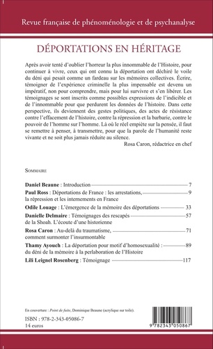 Revue française de phénoménologie et de psychanalyse  Déportations en héritage