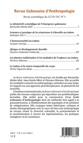 Revue Gabonaise d'Anthropologie, Revue scientifique du LUTO-DC N° 5