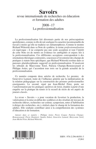 Savoirs N° 17, 2008 La professionnalisation